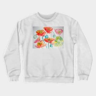 Poppy Watercolor Painting - Orange Iceland Crewneck Sweatshirt